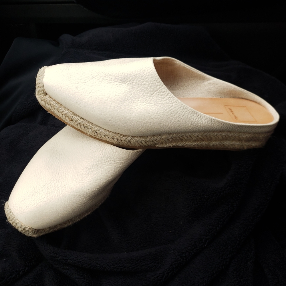 Dolce vita white leather slides mules espadrilles barely worn size women's 8.5